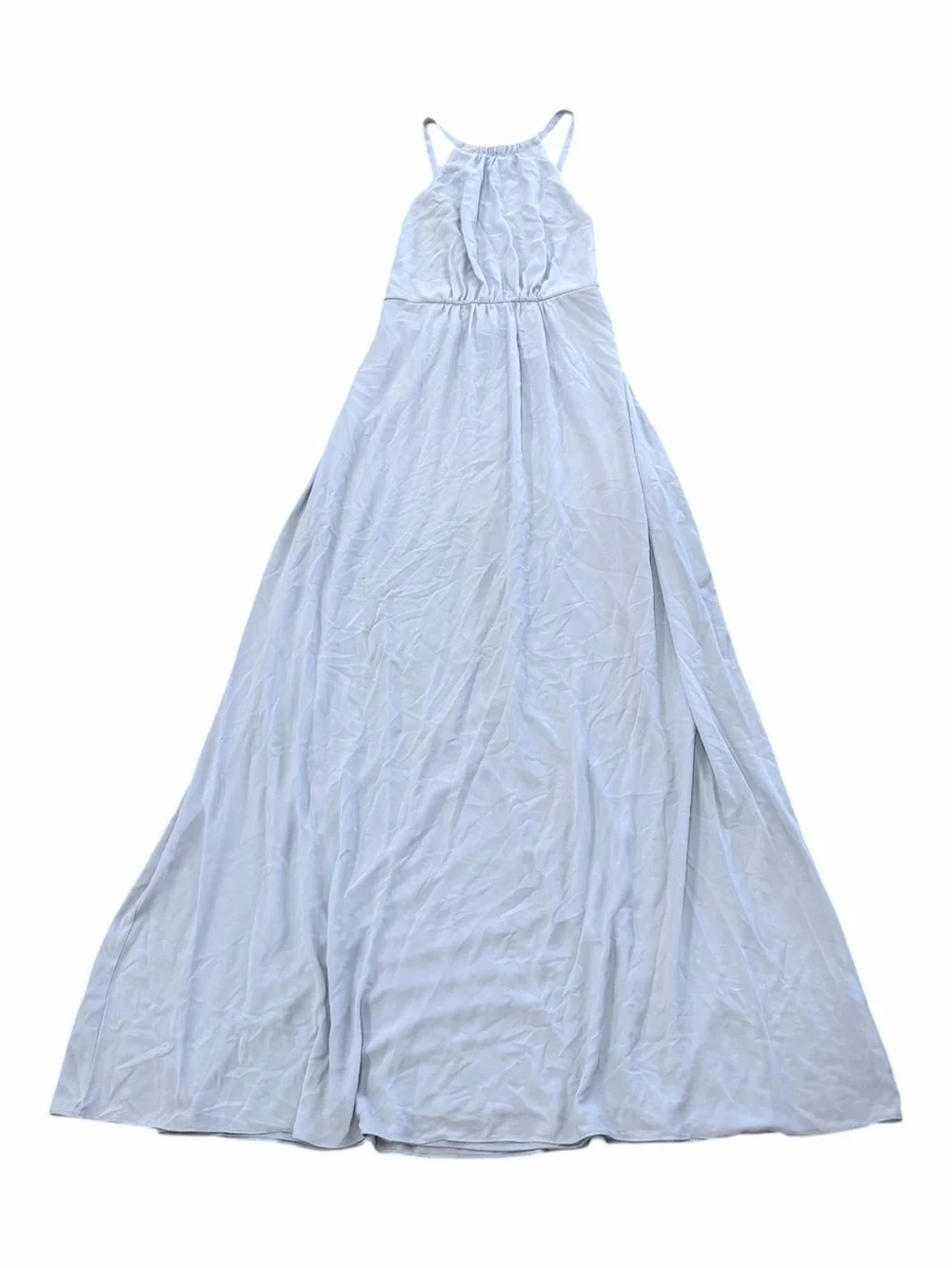 Show Me Your Mimi Light Blue Chiffon Maxi Amanda Halter Dress M